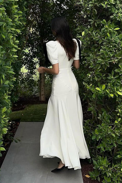 Lesley Bow Tie Puff Sleeve Maxi Dress