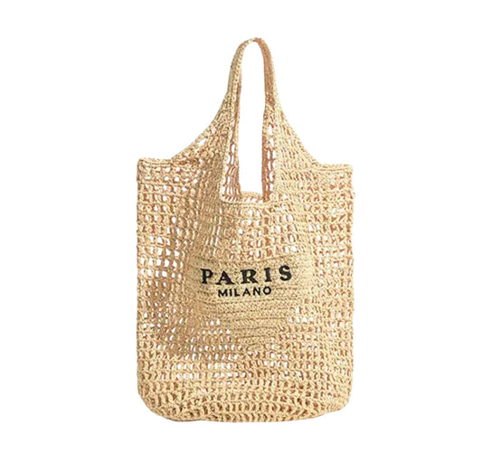 Beige Paris Beach Bag