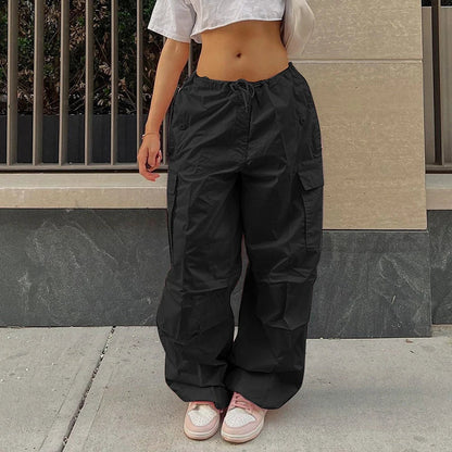 Pink Casual Jogger Tech Low Waist Cargo Pant