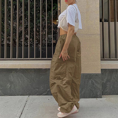 Pink Casual Jogger Tech Low Waist Cargo Pant