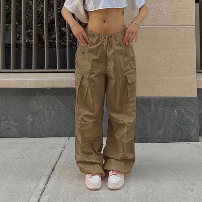 Pink Casual Jogger Tech Low Waist Cargo Pant
