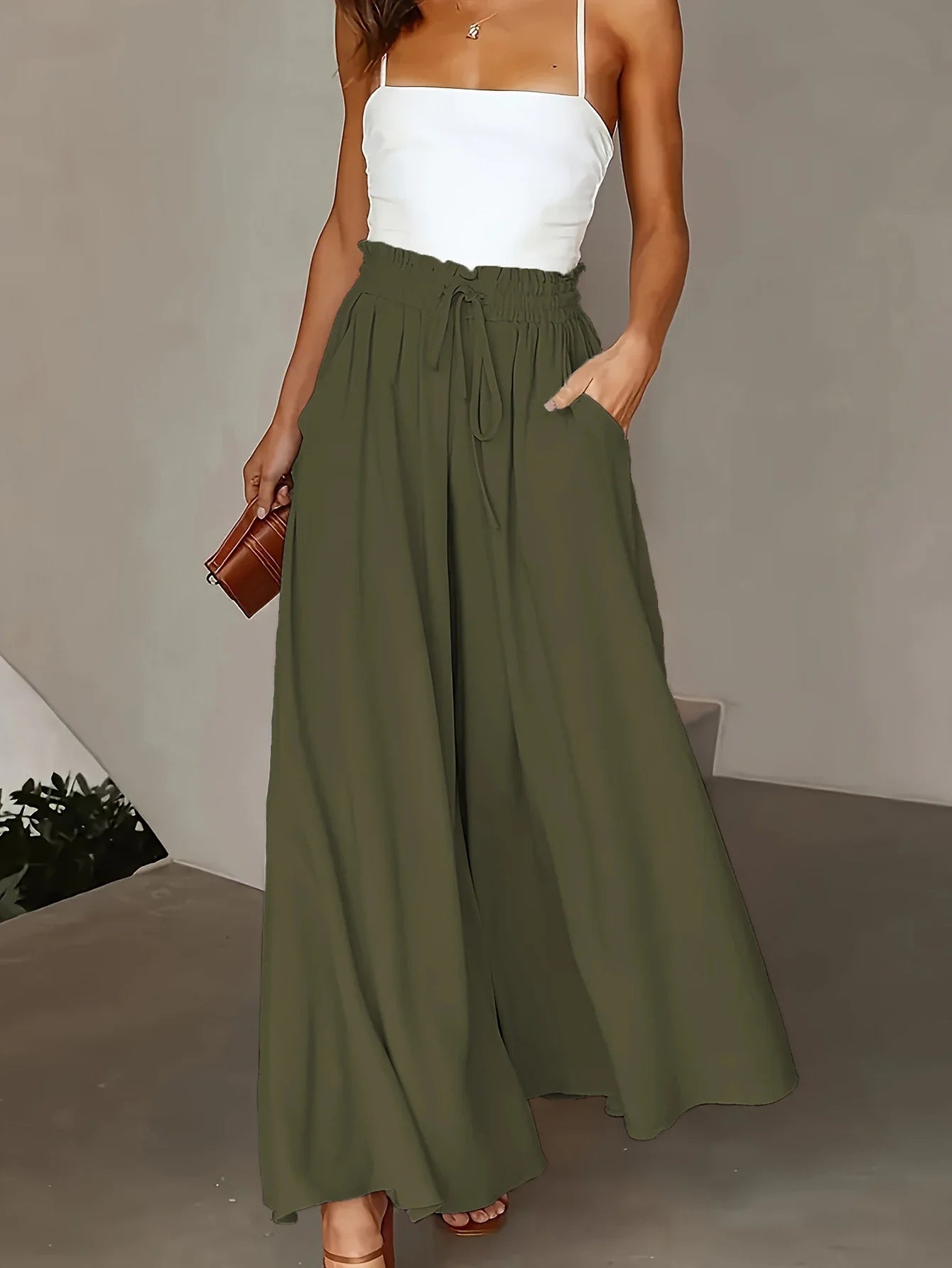 Plus Size Wide Leg Stretch Elastic Waist Pant