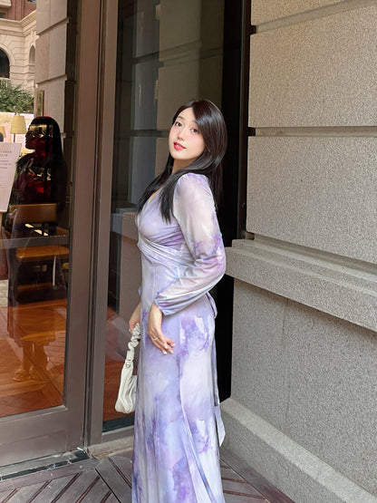 Plus Size French Purple  Resort Dress