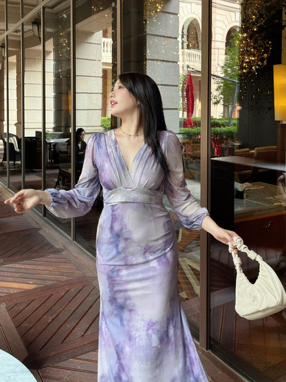 Plus Size French Purple  Resort Dress