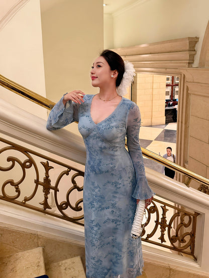 Velvet Long-Sleeve Dress Plus Size