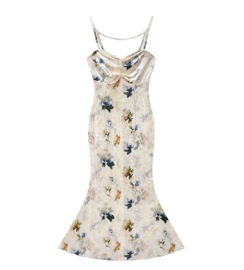 Romantic Velvet Sling Plus Size Dresss