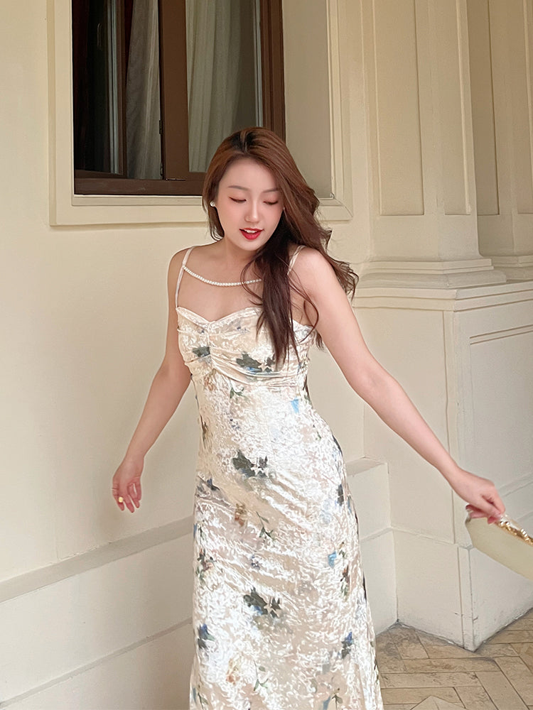 Romantic Velvet Sling Plus Size Dresss
