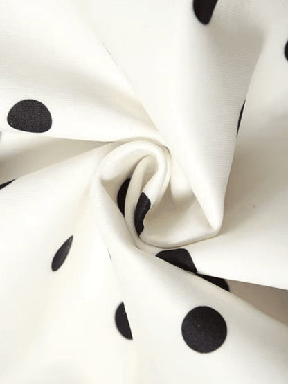 Strapless Polka Dot Back Bow Zip Back Flared Mini Dress