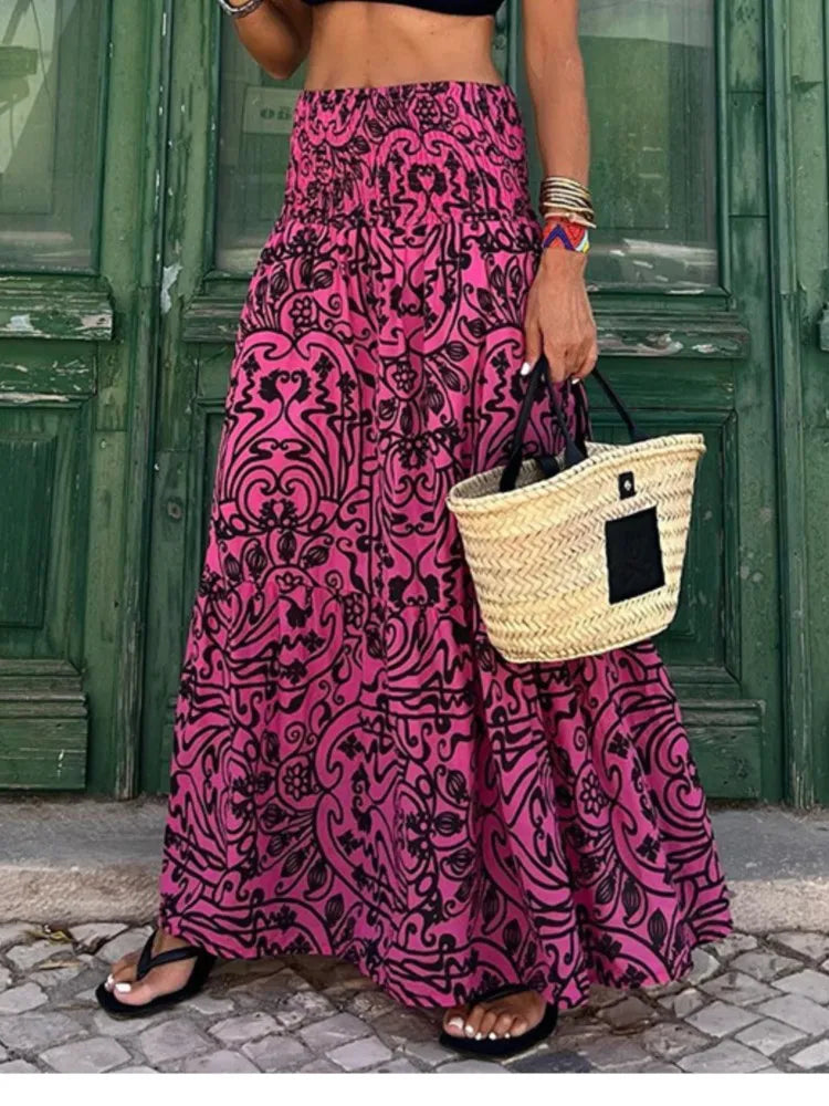 Printed A-Line Beach Skirt for Summer Casual Vacation