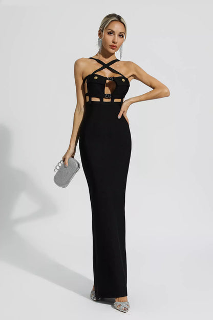 Priscilla Black Halterneck Bandage Dress
