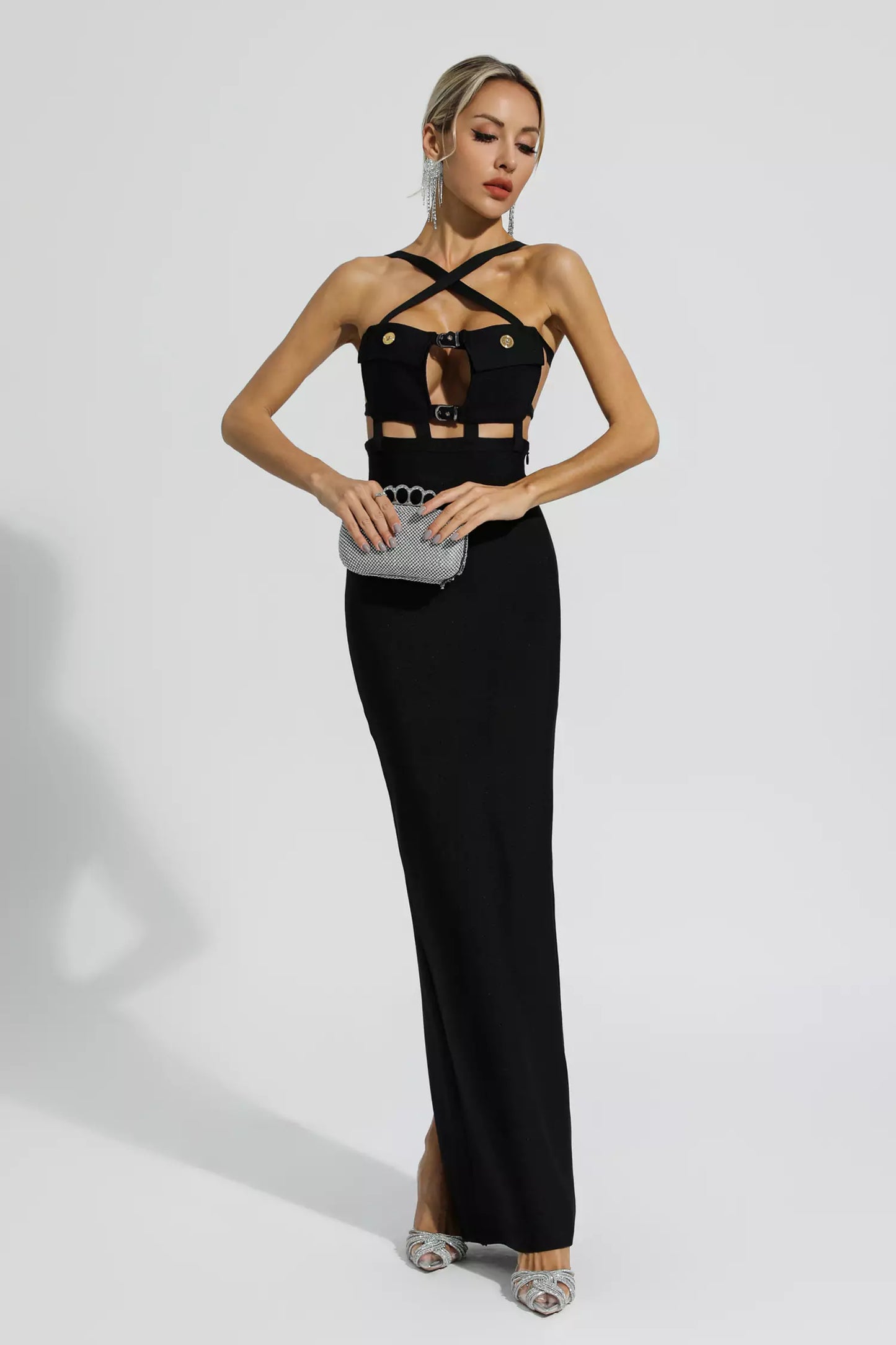 Priscilla Black Halterneck Bandage Dress