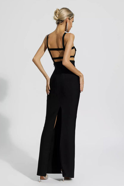 Priscilla Halterneck Bandage Dress-Black