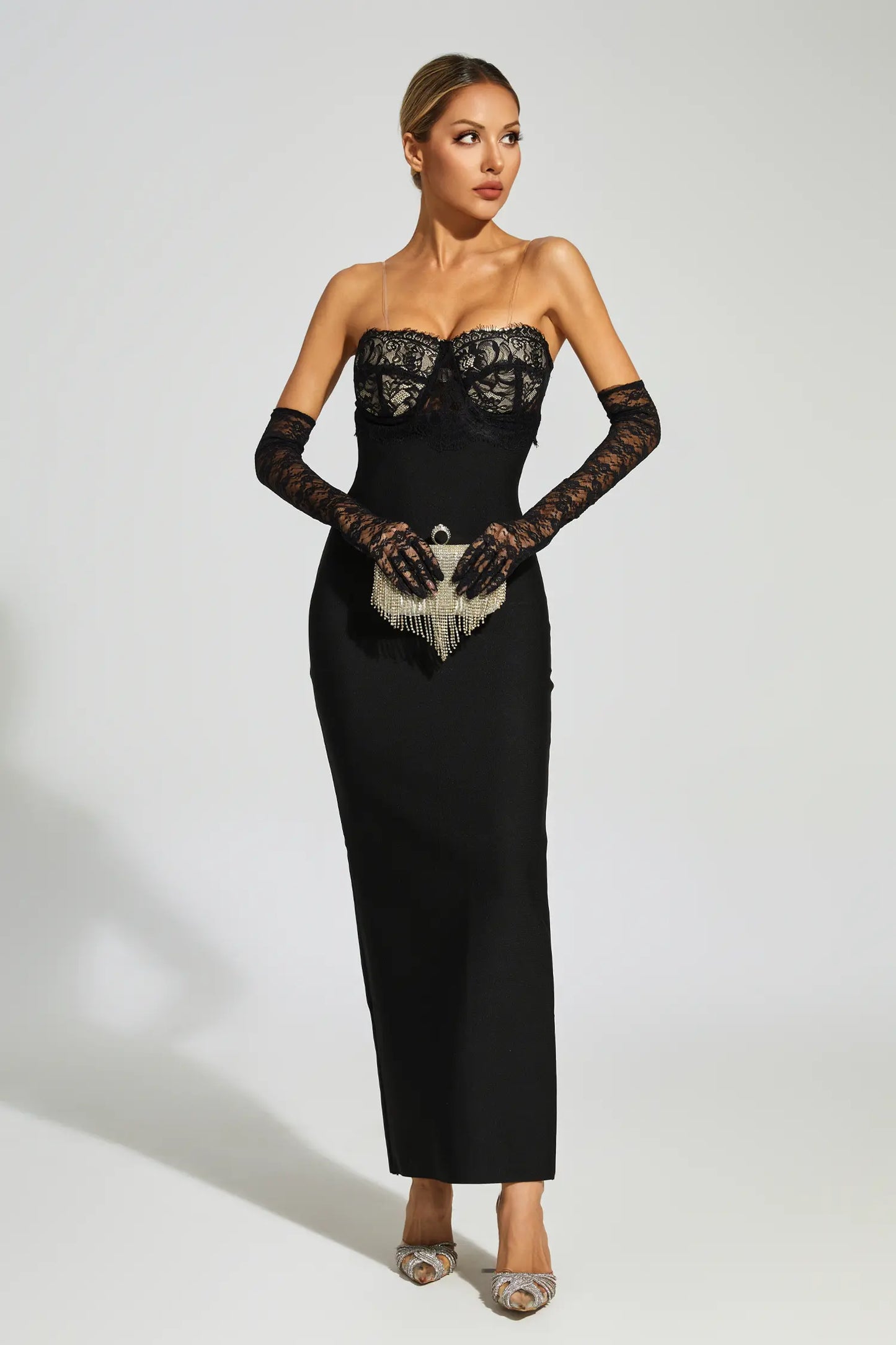 Pritt Black Off Shoulder Bandage Dress