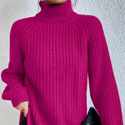 | Women’s Winter Turtleneck Ribbed Knit Sweater