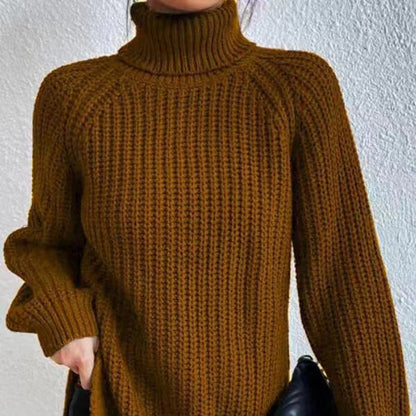 | Women’s Winter Turtleneck Ribbed Knit Sweater