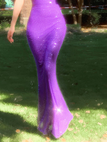 Purple Sequin Mermaid Dress
