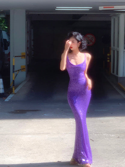 Purple Sequin Mermaid Dress