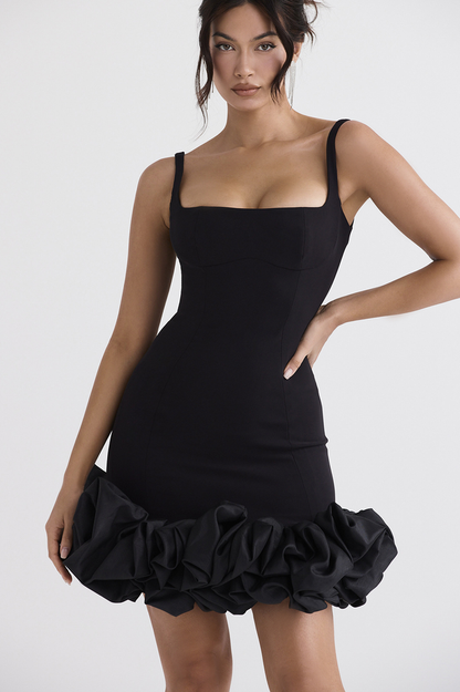 Black Ruffle Hem Dress