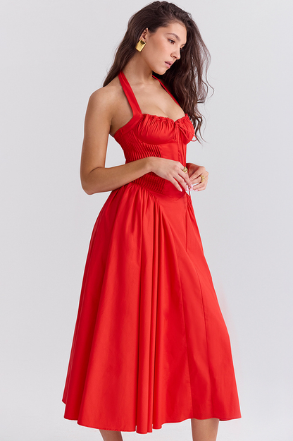 Adabella Cotton Halter Midi Sundress