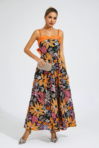 Quentin Floral Sequins Slip Maxi Dress