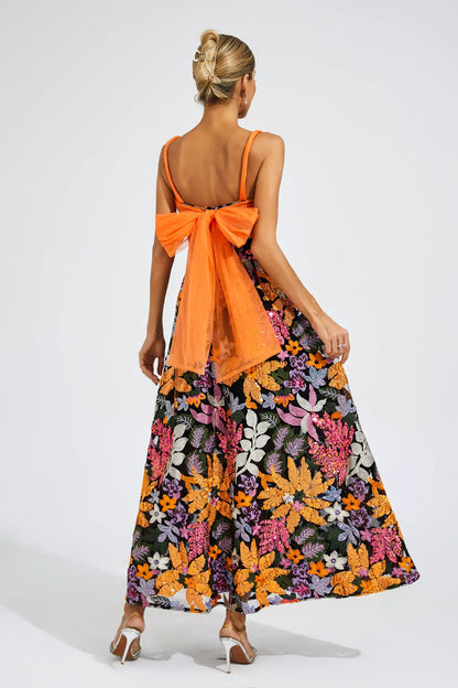 Quentin Floral Sequins Slip Maxi Dress
