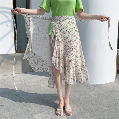 Flower Print A-Line Bohemia Vintage Skirt Summer Spring