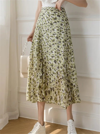 Flower Print A-Line Bohemia Vintage Skirt Summer Spring