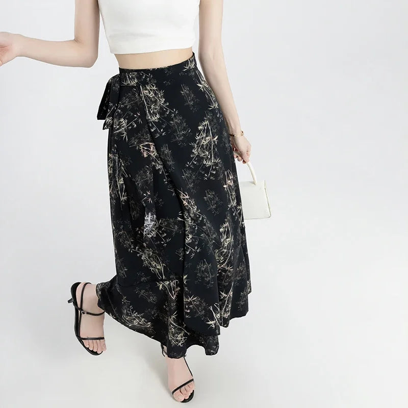 Flower Print A-Line Bohemia Vintage Skirt Summer Spring