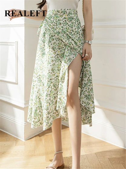 Flower Print A-Line Bohemia Vintage Skirt Summer Spring