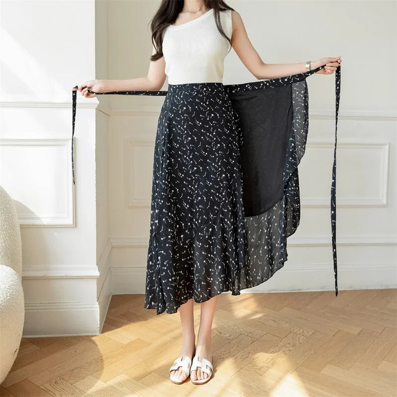 Flower Print A-Line Bohemia Vintage Skirt Summer Spring
