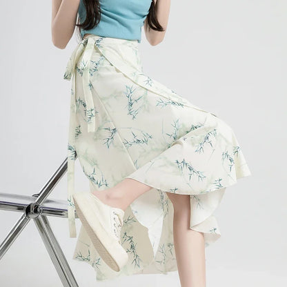 Flower Print A-Line Bohemia Vintage Skirt Summer Spring