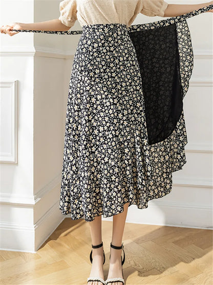 Flower Print A-Line Bohemia Vintage Skirt Summer Spring