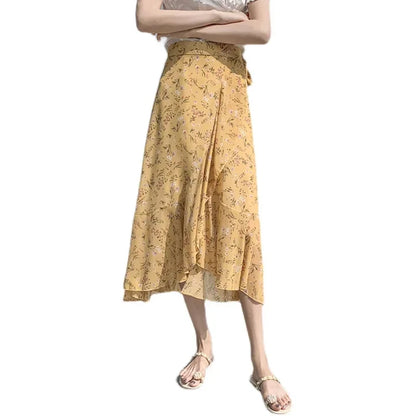 Flower Print A-Line Bohemia Vintage Skirt Summer Spring