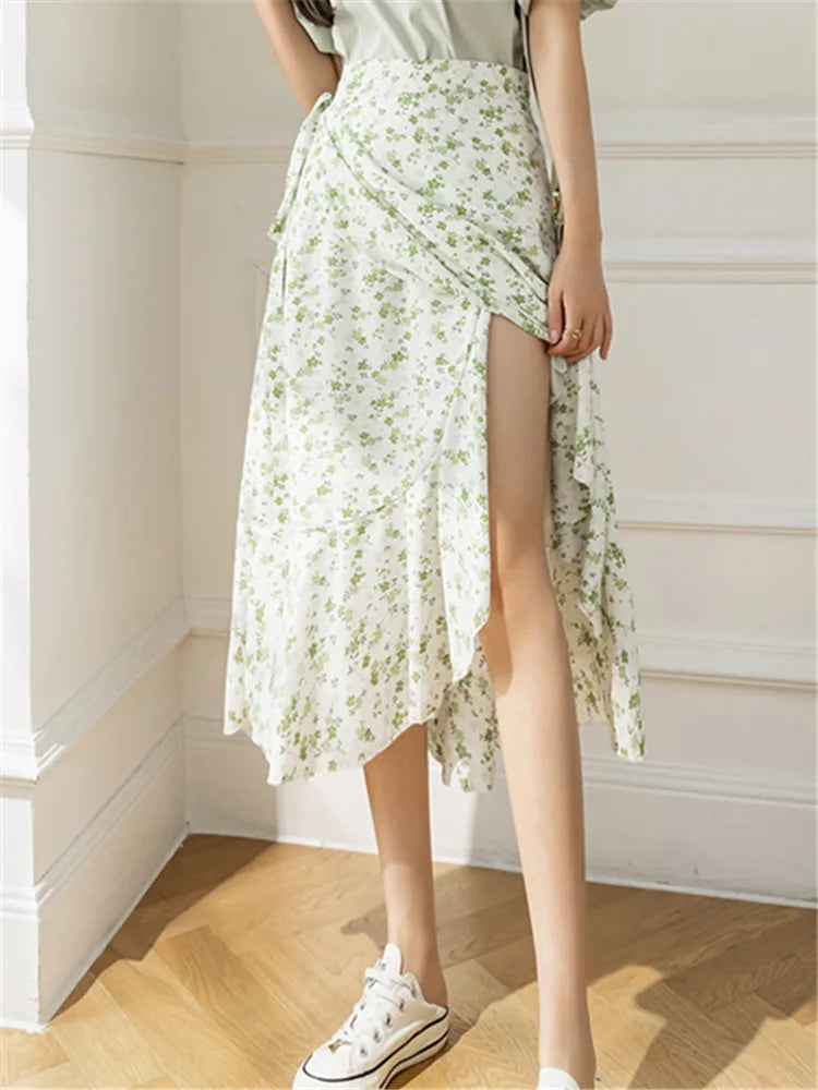 Flower Print A-Line Bohemia Vintage Skirt Summer Spring