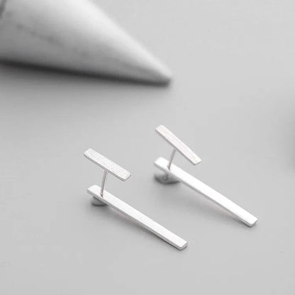 Women's Geometric Silver Statement Earrings – Trendy Bold Fashion Jewelry