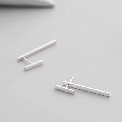 Women's Geometric Silver Statement Earrings – Trendy Bold Fashion Jewelry