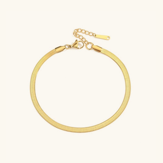 Radiant Gold Herringbone Anklet