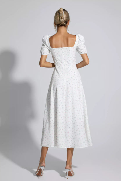 Raelyn Apricot French Floral Midi Dress