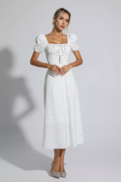 Raelyn Apricot French Floral Midi Dress