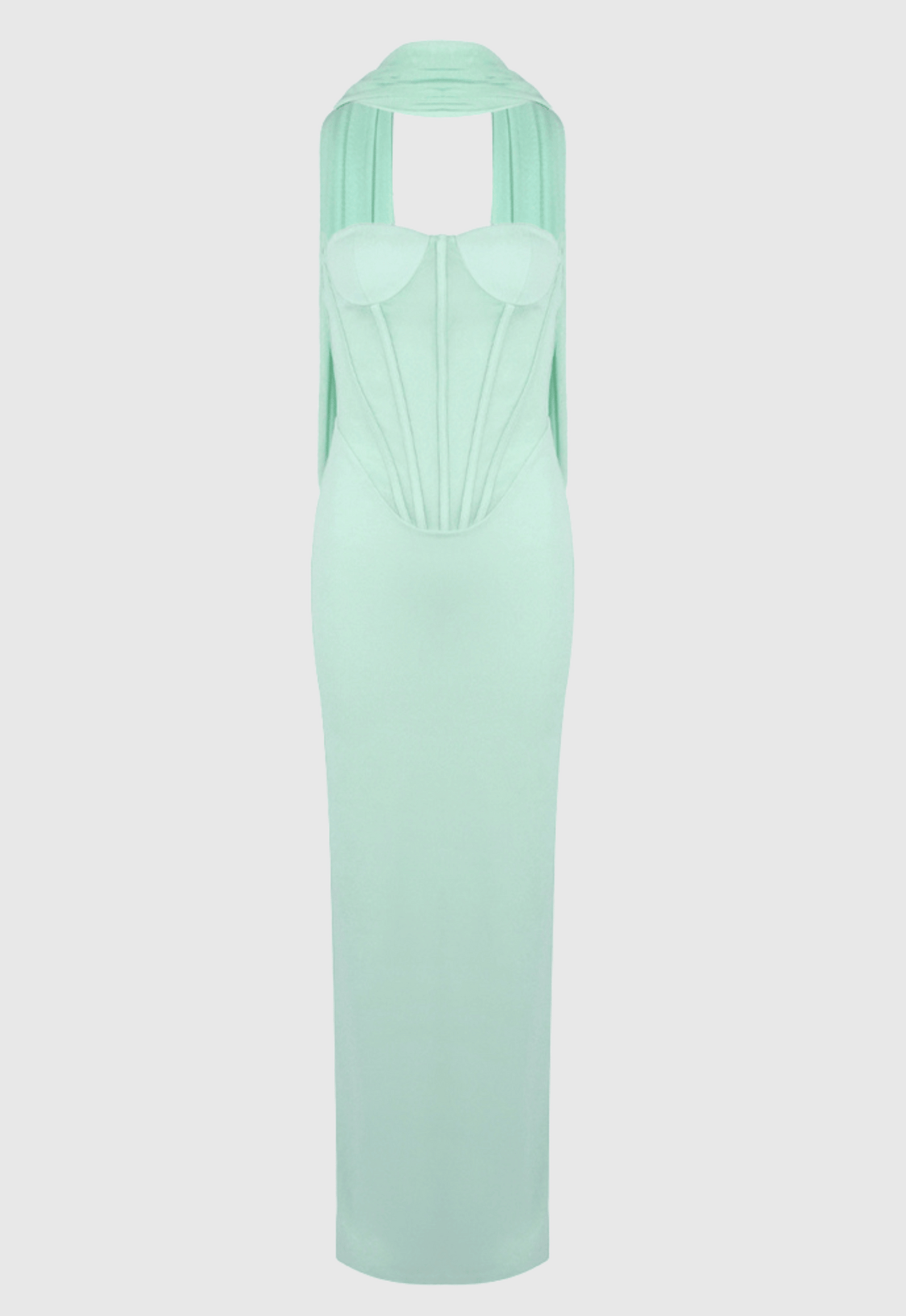 Ramire Strapless  Mesh Scarf Corset Maxi Dress