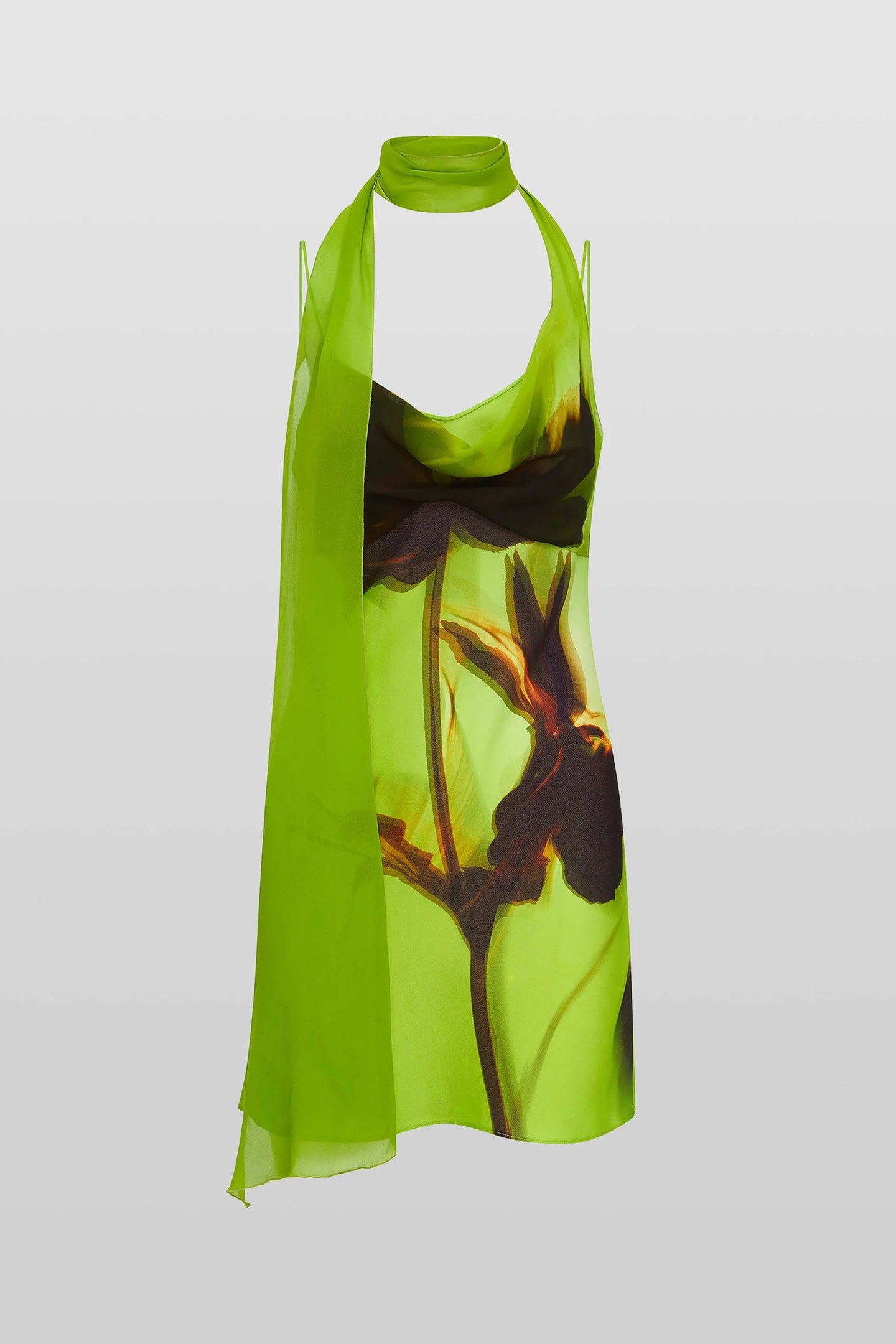 Lesley Floral Print Draped Scarf Mini Dress