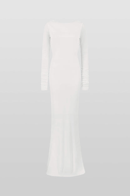 Quintina Plunging Back Long Sleeve Maxi Dress