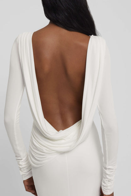 Quintina Plunging Back Long Sleeve Maxi Dress