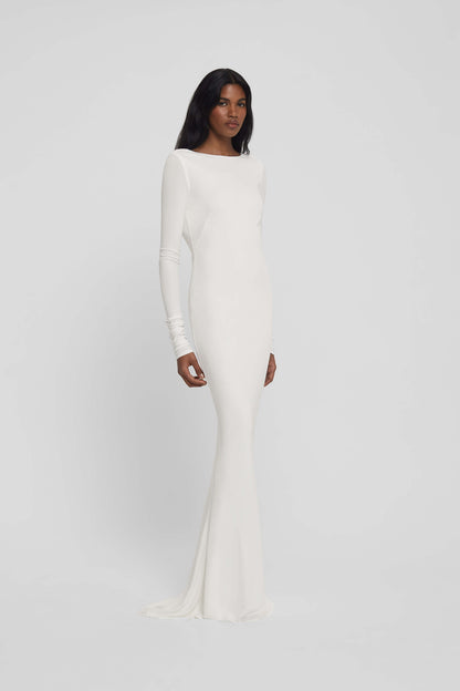 Quintina Plunging Back Long Sleeve Maxi Dress