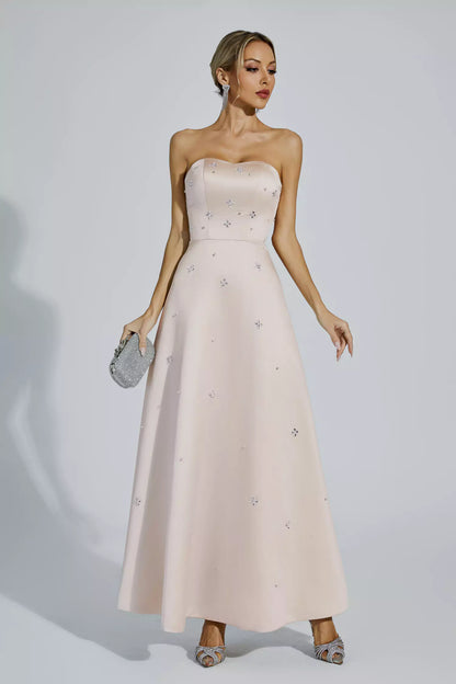 Rayne Champagne Off-shoulder Dress