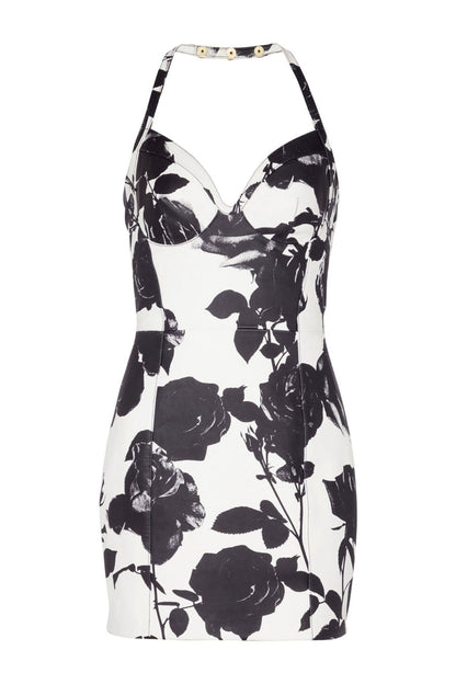 Rayne Halter Rose Printed Mini Dress