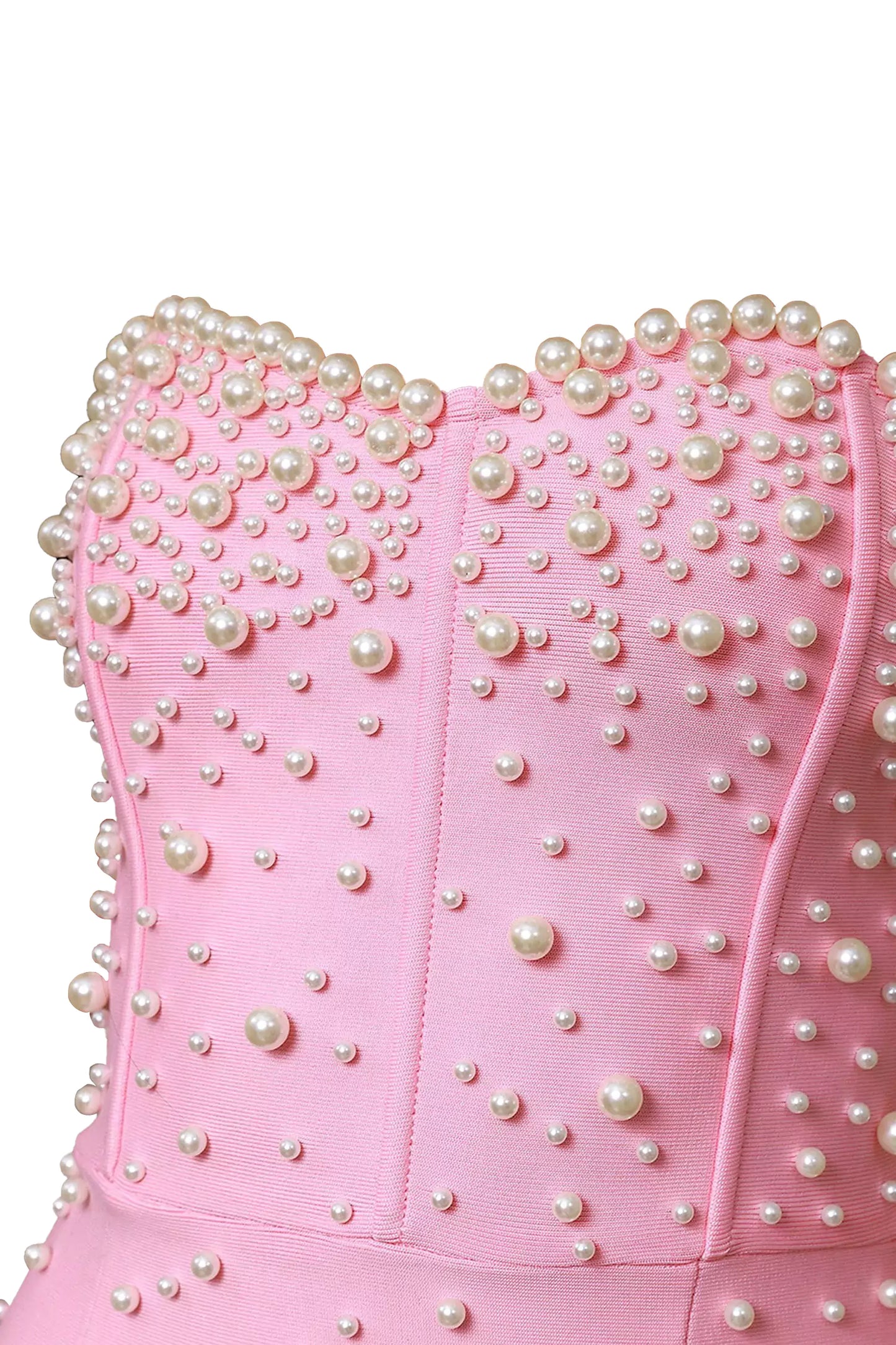 Rebekah Pink Beaded Bandage Dress