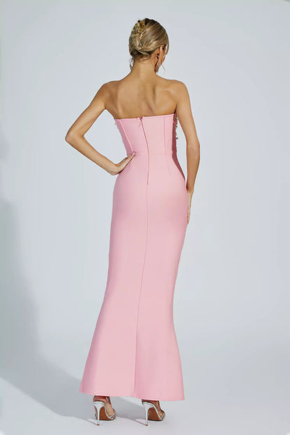 Rebekah Pink Beaded Bandage Dress