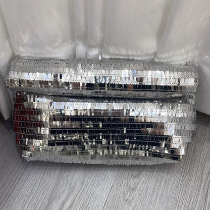 Red Sequin Leather Clutch Bag Wristlet