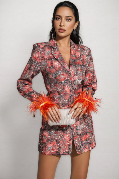 Adalee Floral Feather Mini Dress